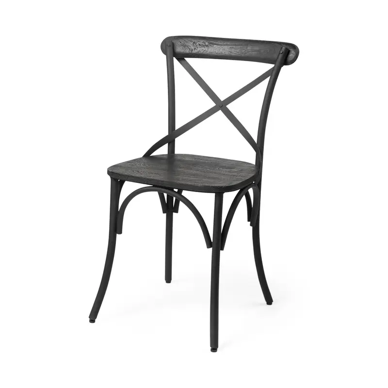 Set Of Two Black Wood Cross Back Side Chairs By Homeroots