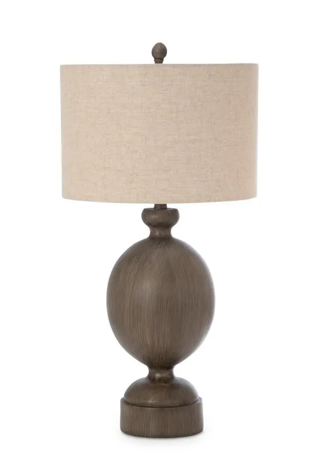 Set of Two Brown Geometric Table Lamps With Beige Drum Shade By Homeroots