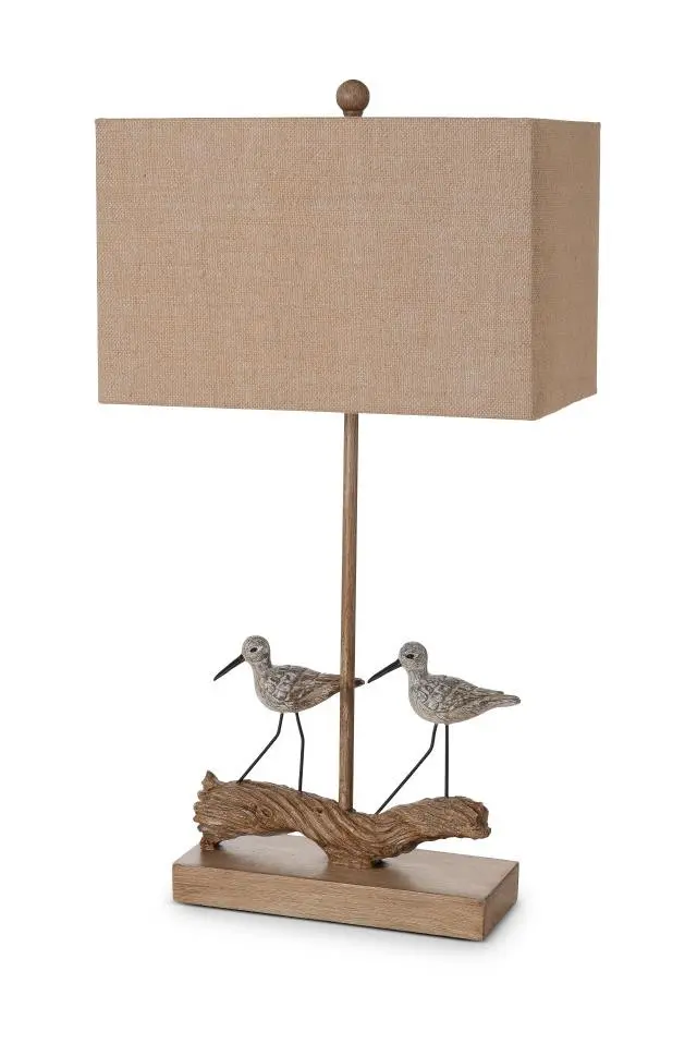 Set of Two Brown Sand Piper Bird Table Lamps With Brown Shade By Homeroots