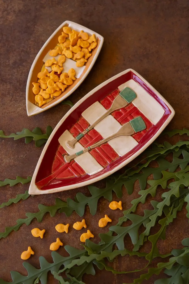 Set Of Two Ceramic Boat Platters (Min 2) By Kalalou