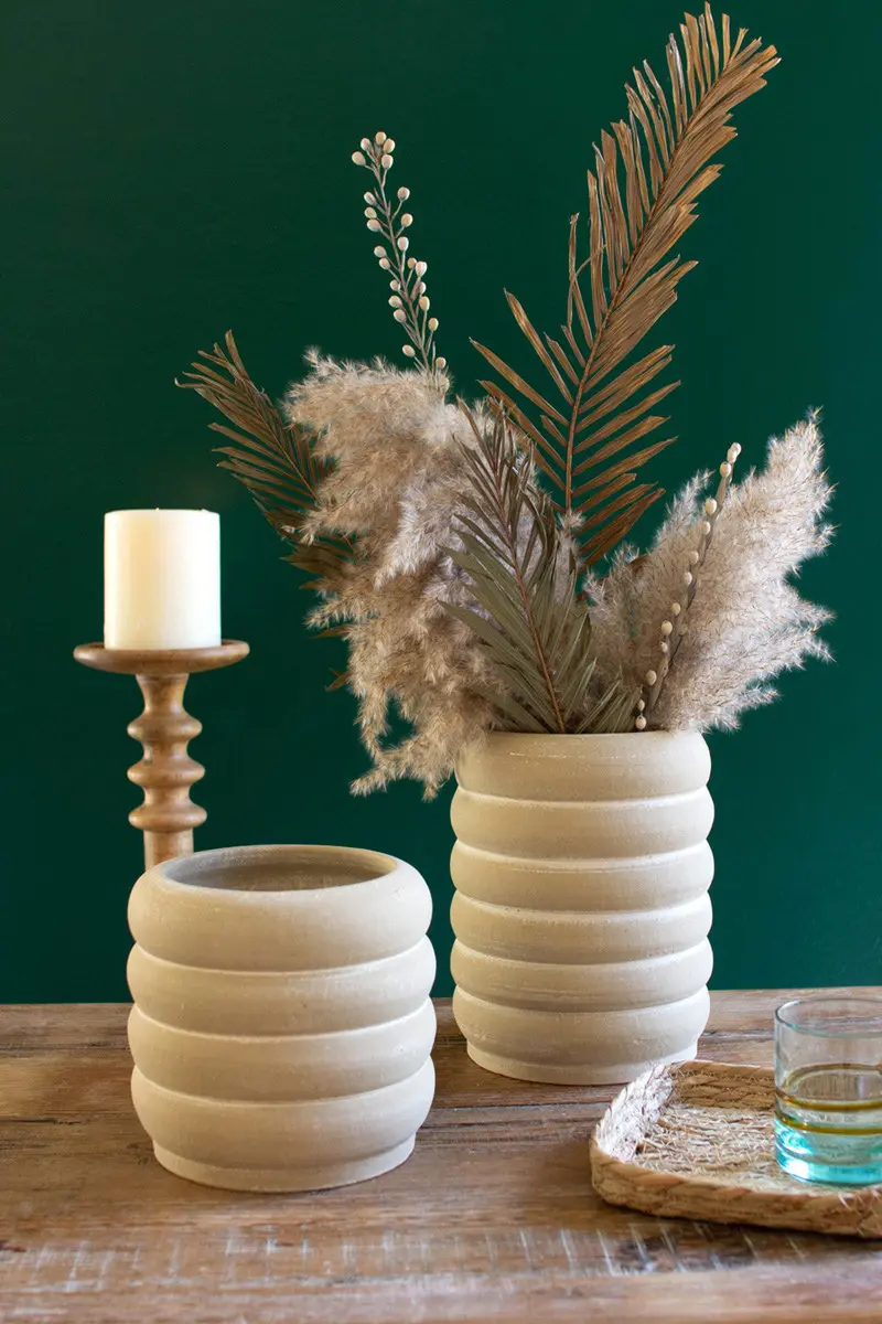 Set Of Two Clay Stacked Ring Pots By Kalalou