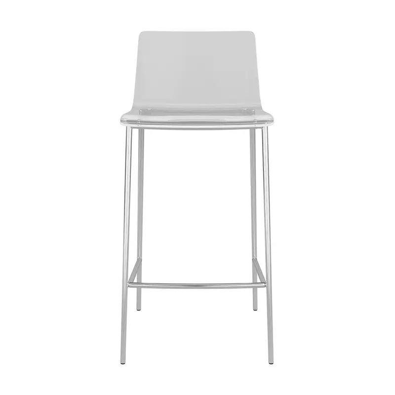 Set of Two Contemporary Acrylic and Nickel Counter Stools By Homeroots