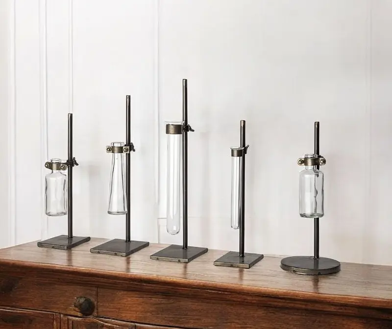 Set of Two Dark Brown Abstract Cylinder Metal Table Vase By Homeroots