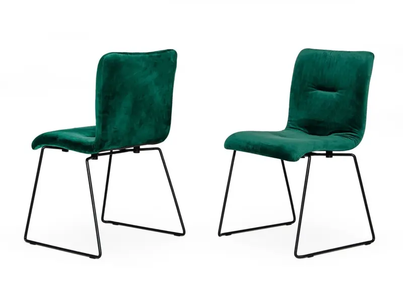 Set of Two Emerald Green Velvet Dining Chairs By Homeroots