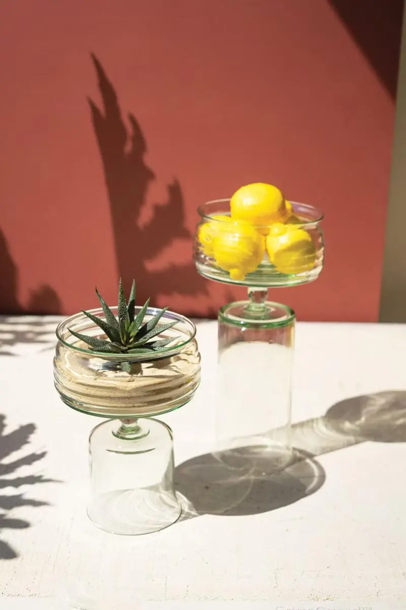 Set Of Two Glass Compotes With Bases By Kalalou