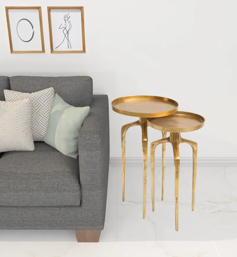 Set Of Two Gold Nested Tables By Homeroots