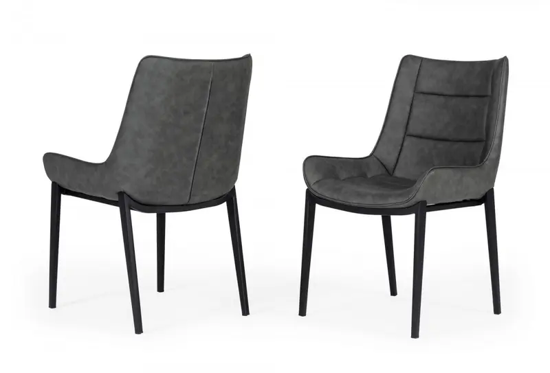 Set of Two Gray Faux Leather Dining Chairs By Homeroots - 472263