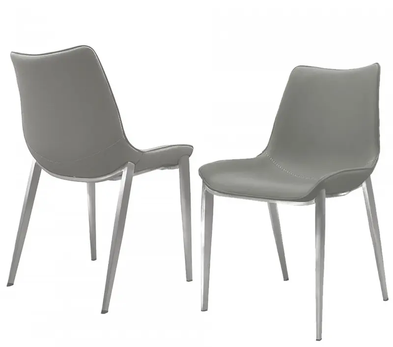 Set of Two Gray Faux Leather Modern Dining Chairs By Homeroots