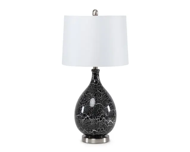 Set of Two Gray Glass Geometric Table Lamp With White Empire Shade By Homeroots