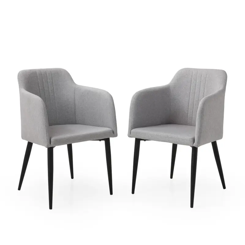 Set of Two Light Gray and Black Upholstered Arm Chair By Homeroots