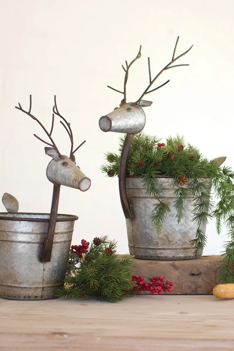 Set Of Two Metal Deer Planters (Min 2) By Kalalou