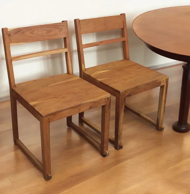 Set of Two Natural Wood Ladder Back Dining Side Chairs By Homeroots