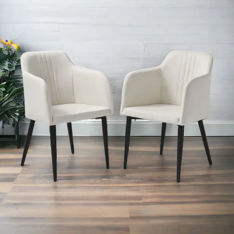 Set of Two Off White and Black Upholstered Arm Chair By Homeroots