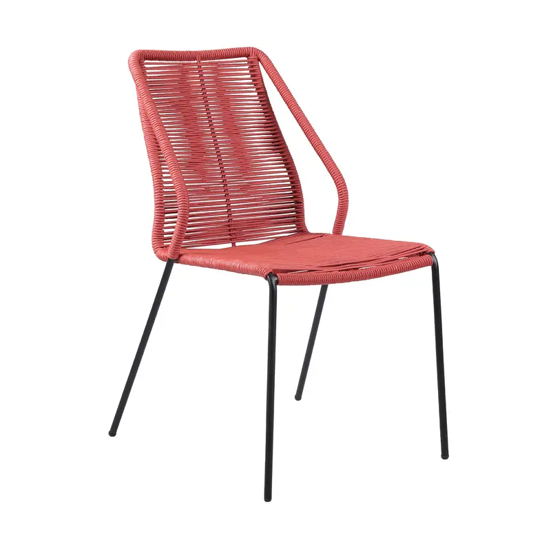 Set of Two Red Metal Outdoor Dining Chair By Homeroots
