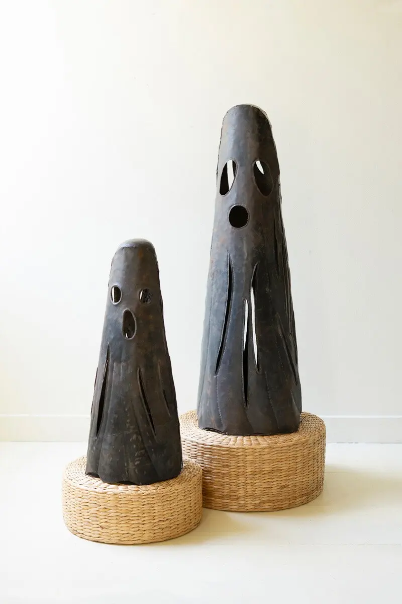 Set Of Two Rustic Iron Ghost Luminaries By Kalalou