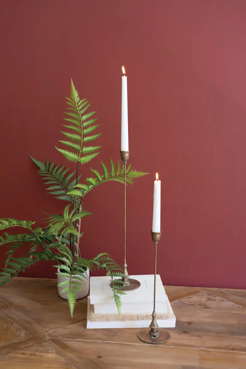 Set Of Two Tall Antique Brass Taper Candle Holder (Min 2) By Kalalou