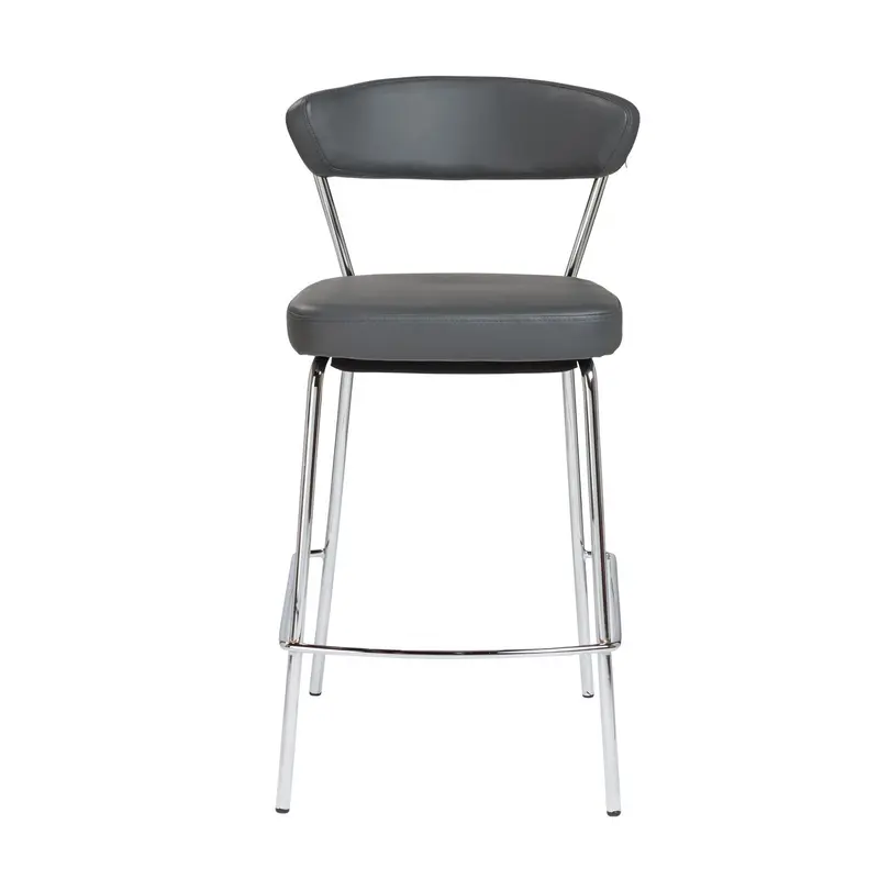 Set of Two Taper Black Faux Leather Counter Stools By Homeroots