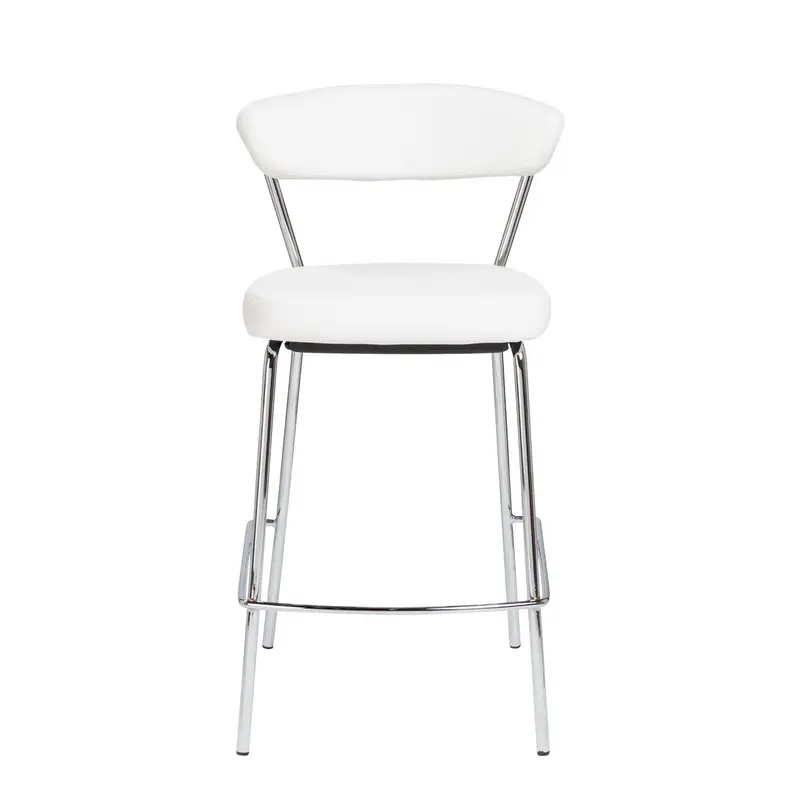 Set of Two Taper White Faux Leather Counter Stools By Homeroots