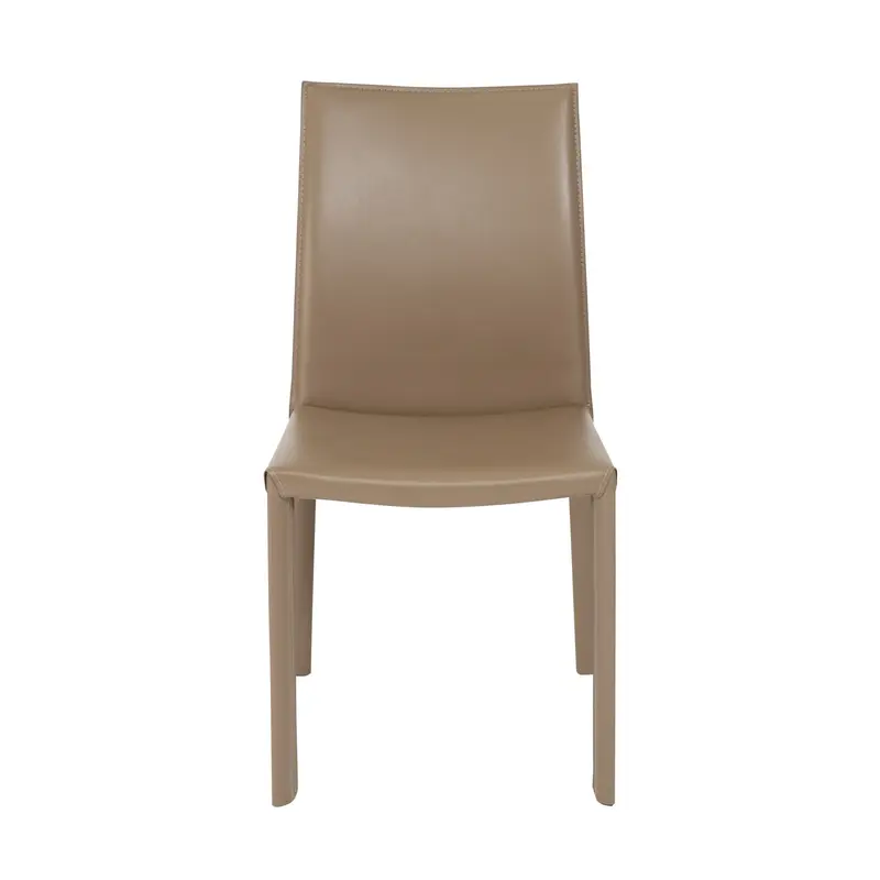 Set of Two Taupe Upholstered Leather Dining Side Chairs By Homeroots