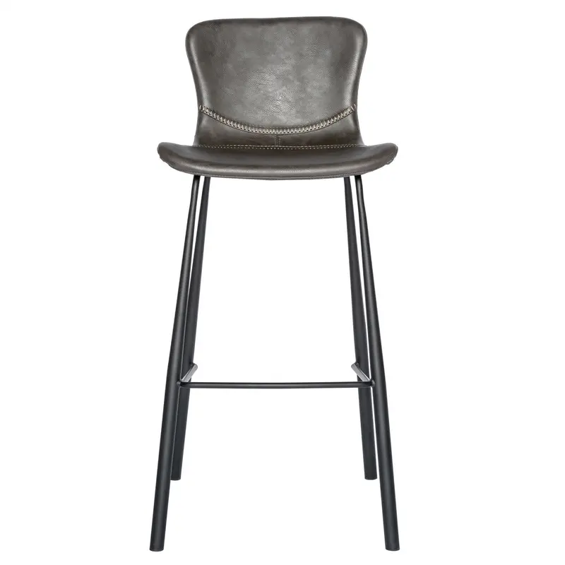 Set of Two Vintage Stitch Gray Bar Stools By Homeroots