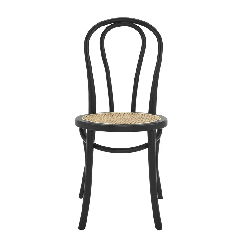 Set Of Two Vintage Style Black Cane Dining Chairs By Homeroots