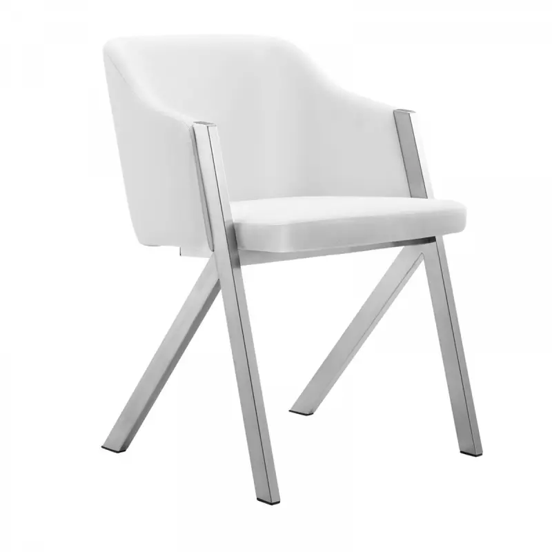 Set of Two White Faux Leather Modern Dining Chairs By Homeroots - 472150