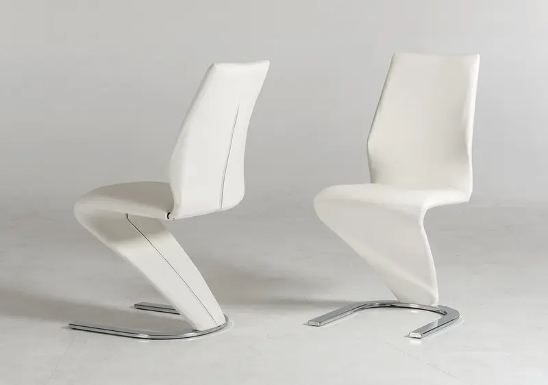 Set of Two White Faux Leather Modern Dining Chairs By Homeroots - 472191