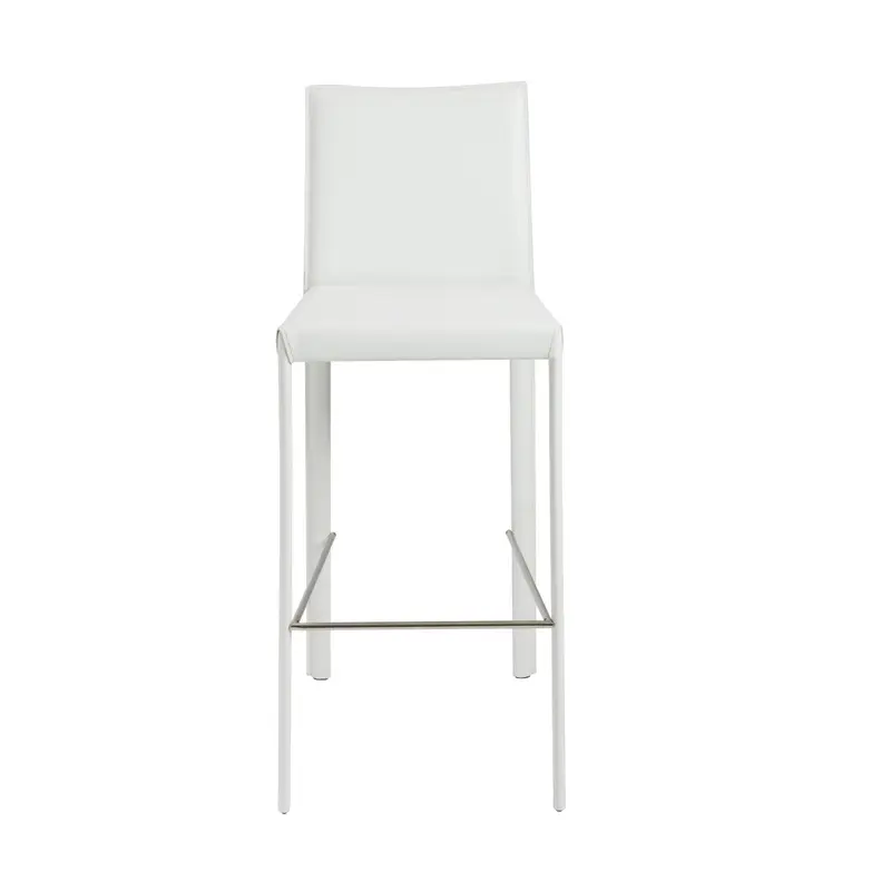 Set of Two White Steel Low Back Bar Height Bar Chairs By Homeroots