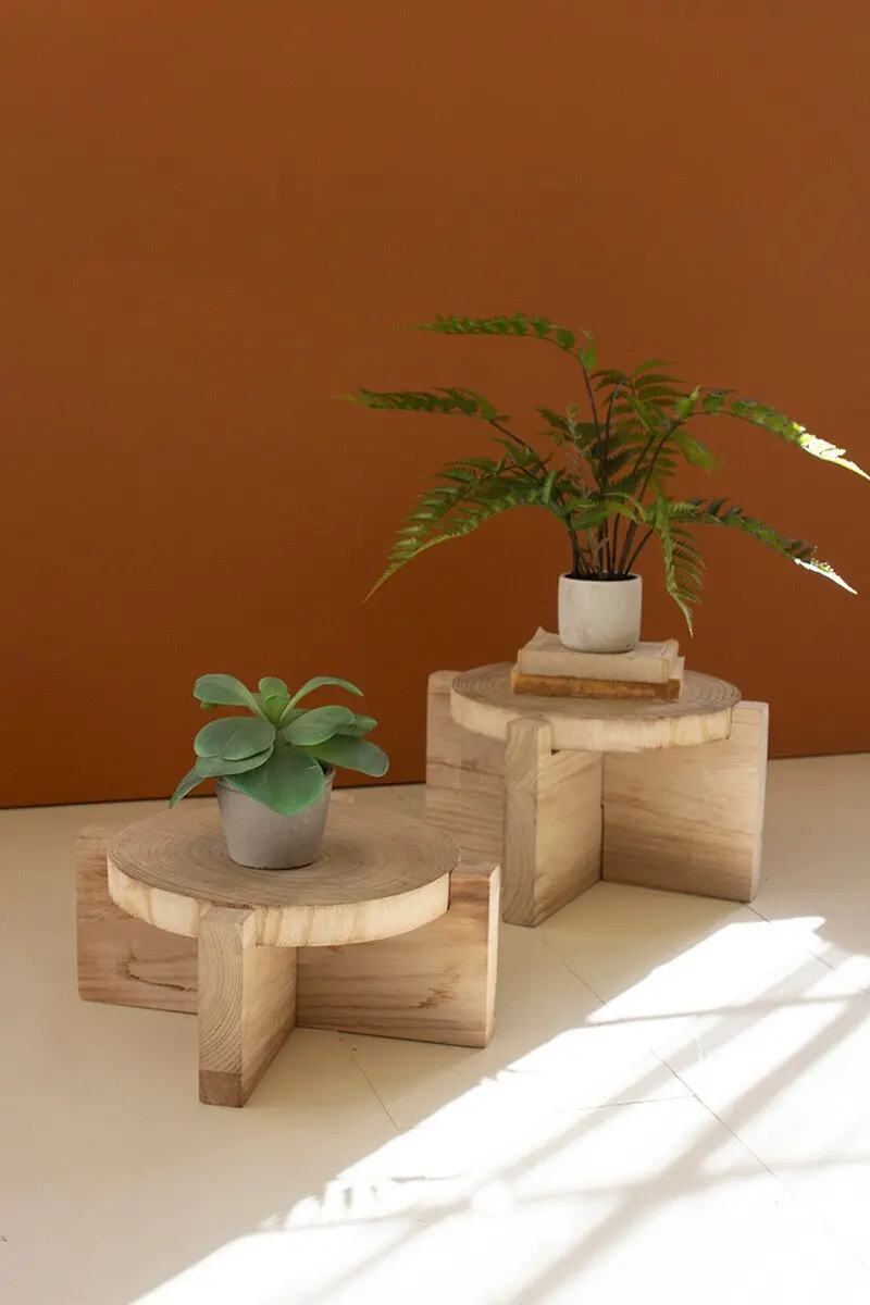 Set Of Two Wooden Display Stools (Min 2) By Kalalou
