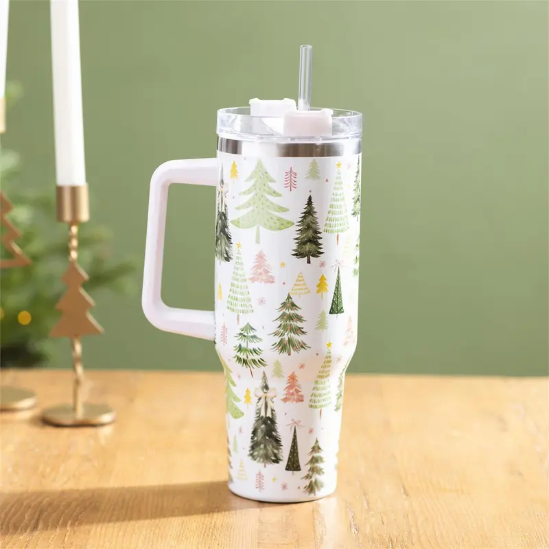 Shades of Emerald Tumbler Canyon Cup, Double Wall Stainless Steel w/ Straw, 40oz, Gift Box