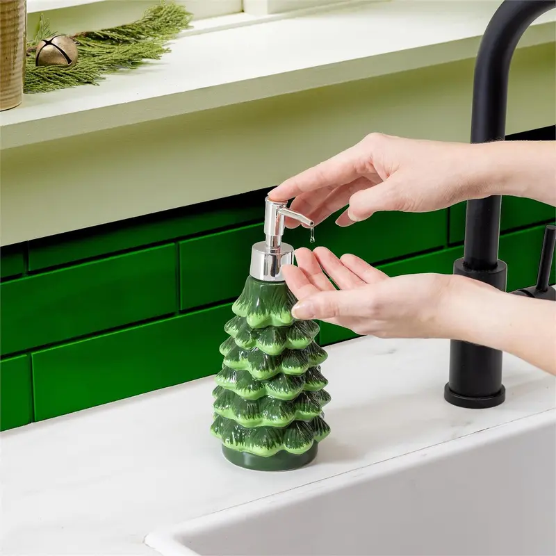 Shades of Green Soap Dispenser Ceramic Tree