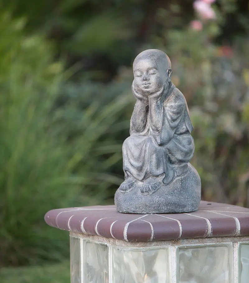 Shaolin Monk Sitting on Stone Set of 2 By Garden Age Supply