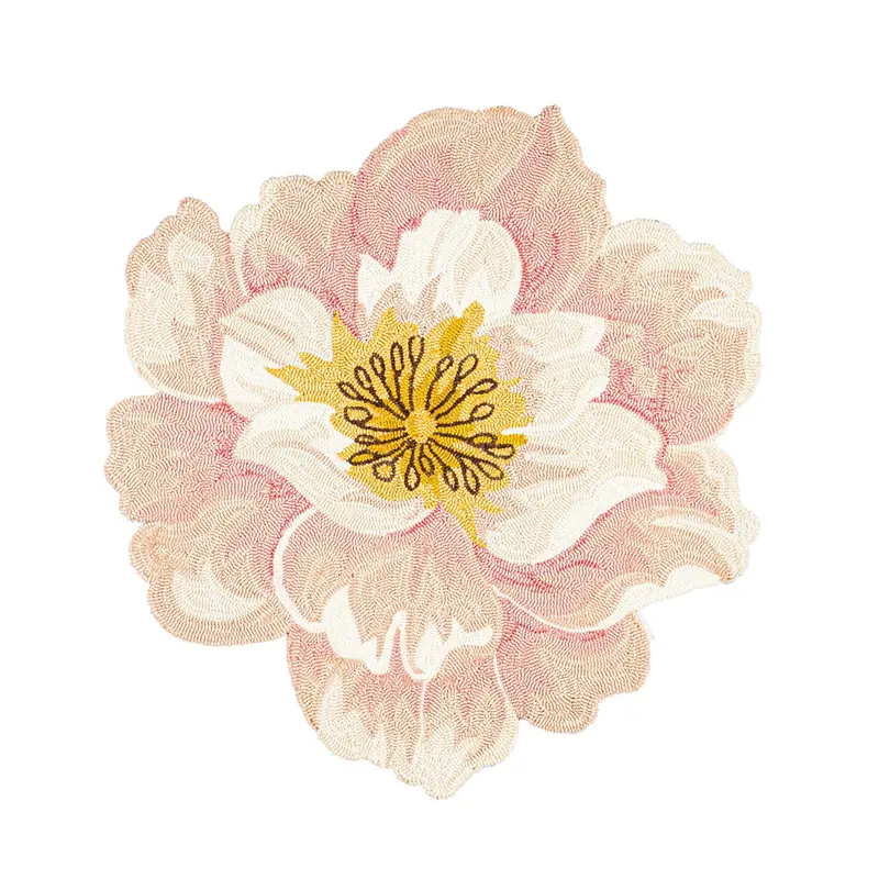 Shaped Hooked Indoor/Outdoor Rug, Pink Dogwood,4or201