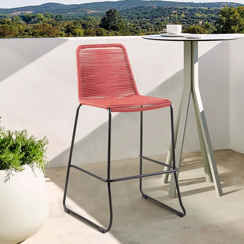 Shasta 30" and 26" Outdoor Metal and Rope Stackable Barstool By Armen Living
