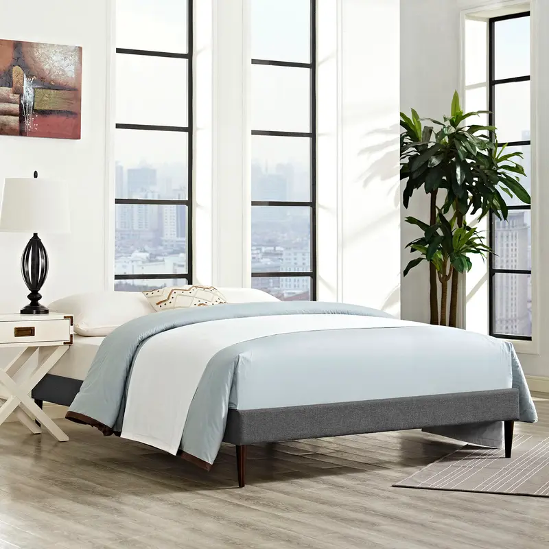 Sherry Queen Fabric Bed Frame with Round Tapered Legs By Modway - MOD-5625