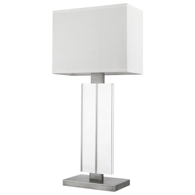 Shine 1-Light Acrylic And Hand Painted Weathered Pewter Table Lamp With Off White Shantung Shade By Homeroots