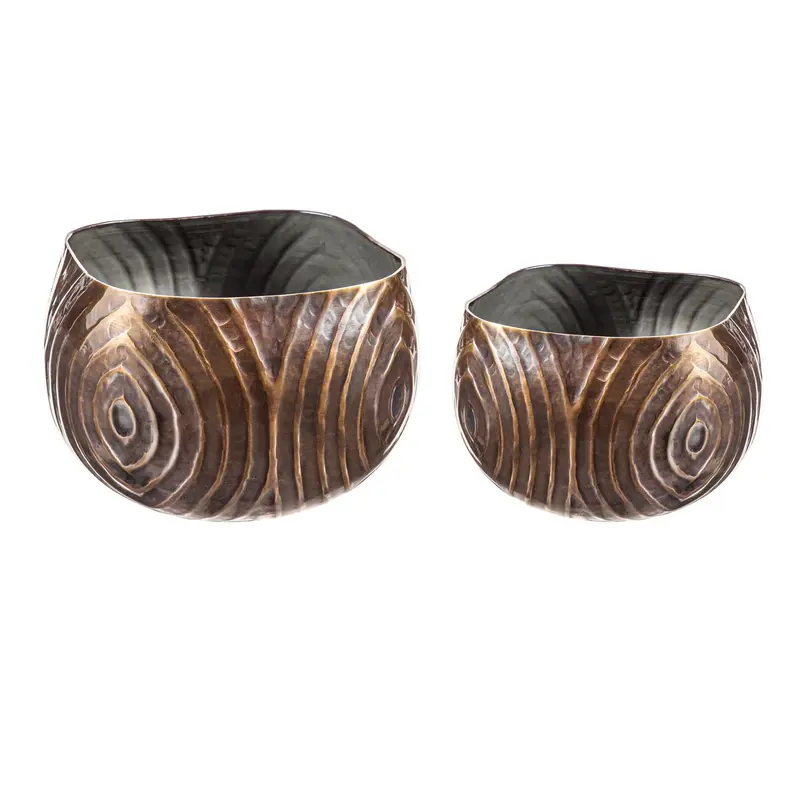 Shiny Black Metal Planters, Set of 2