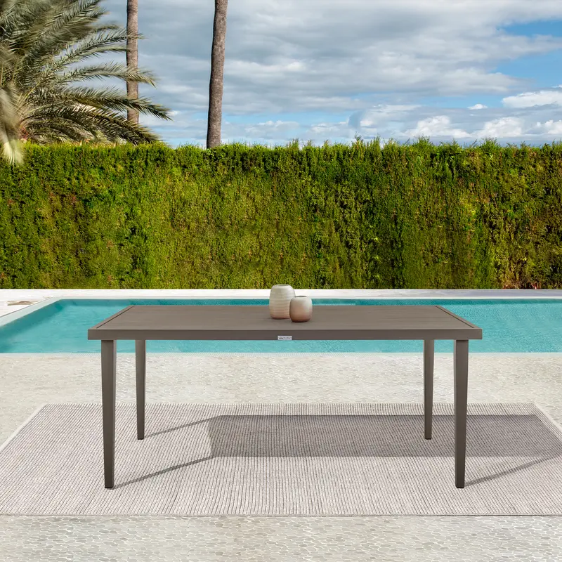 Silvana Outdoor Aluminum Gray Rectangle Dining Table By Armen Living