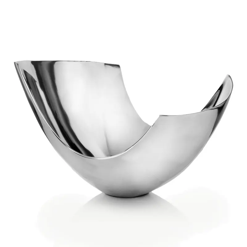 Silver Aluminum Abstract Tray Dish Centerpiece Bowl By Homeroots