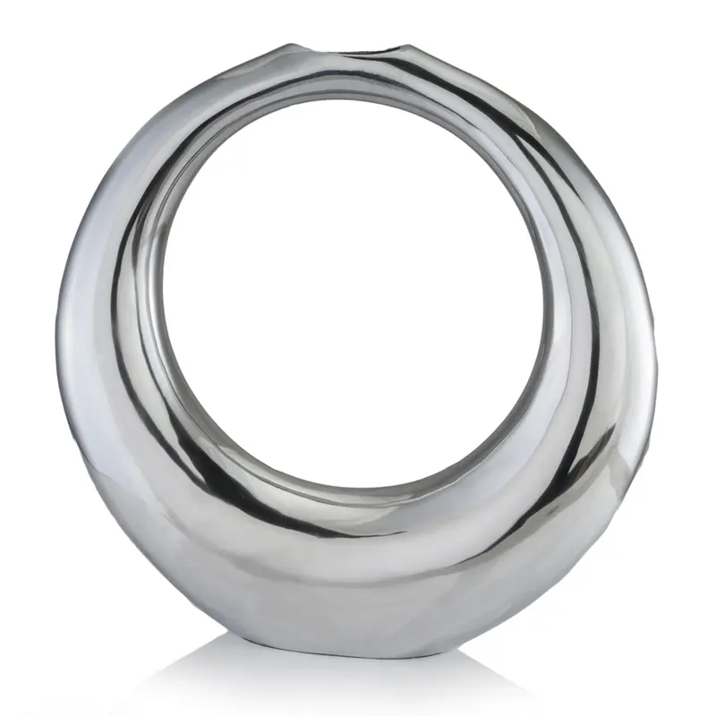 Silver Aluminum Ring Large Hoop Vase By Homeroots