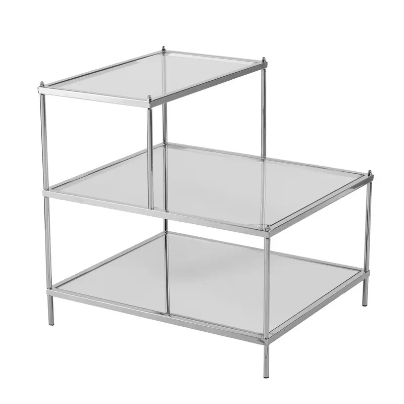 Silver And Clear Glass Mirrored End Table By Homeroots