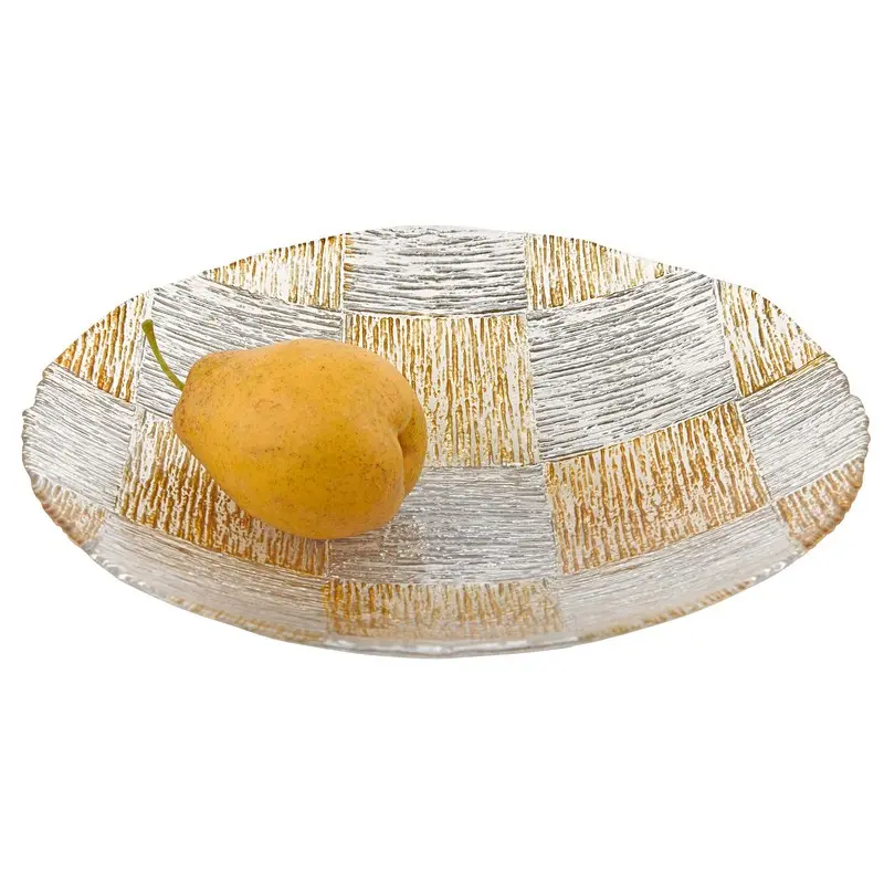Silver And Gold Cubes Hand Decorated Glass 16 Bowl By Homeroots