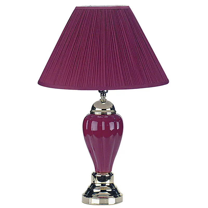 Silver and Magenta Table Lamp with Magenta Shade By Homeroots
