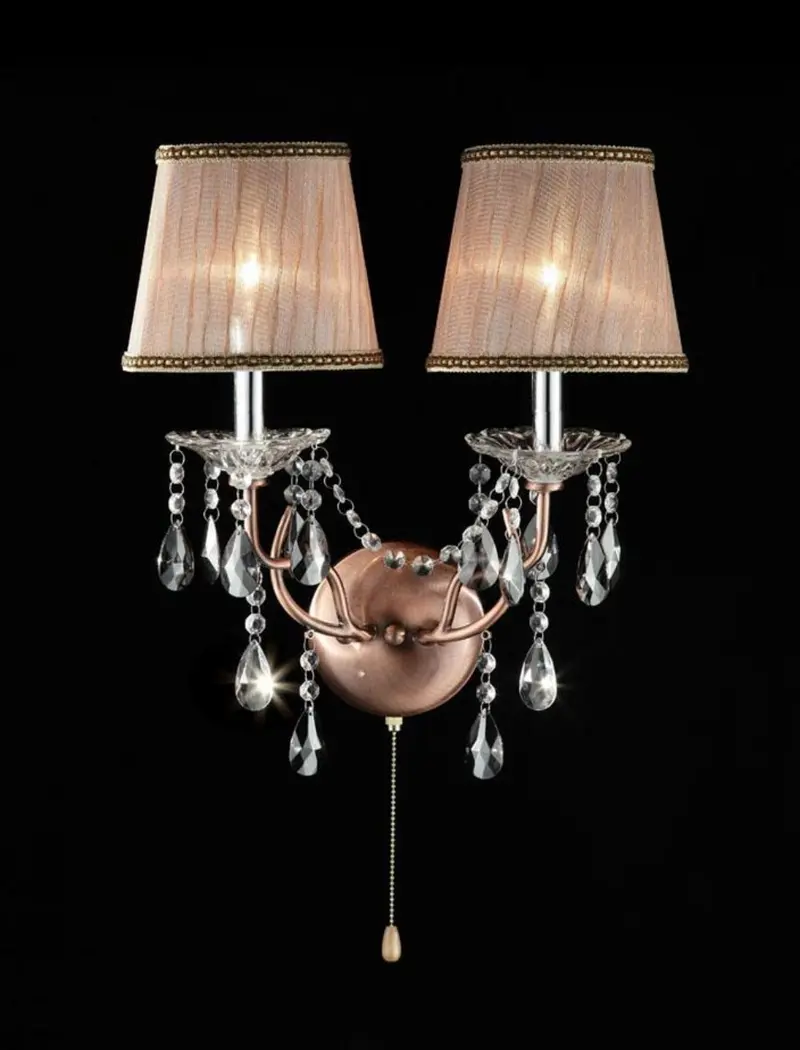 Silver and Pink Faux Crystal Dual Light Hanging Wall Sconce By Homeroots