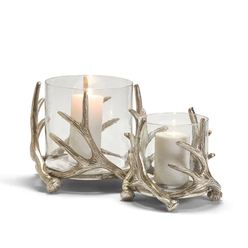 Silver Antler Candleholder & Glass Votive Set Of 4 By Tozai Home