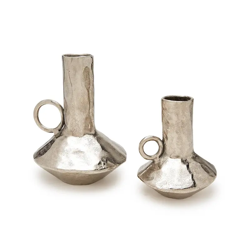 Silver Bucchero Style Handled Vessel Set Of 4 By Tozai Home