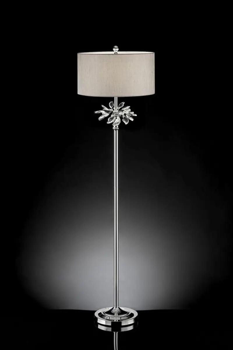 Silver Chrome Tall Floor Lamp with Starburst Crystals By Homeroots