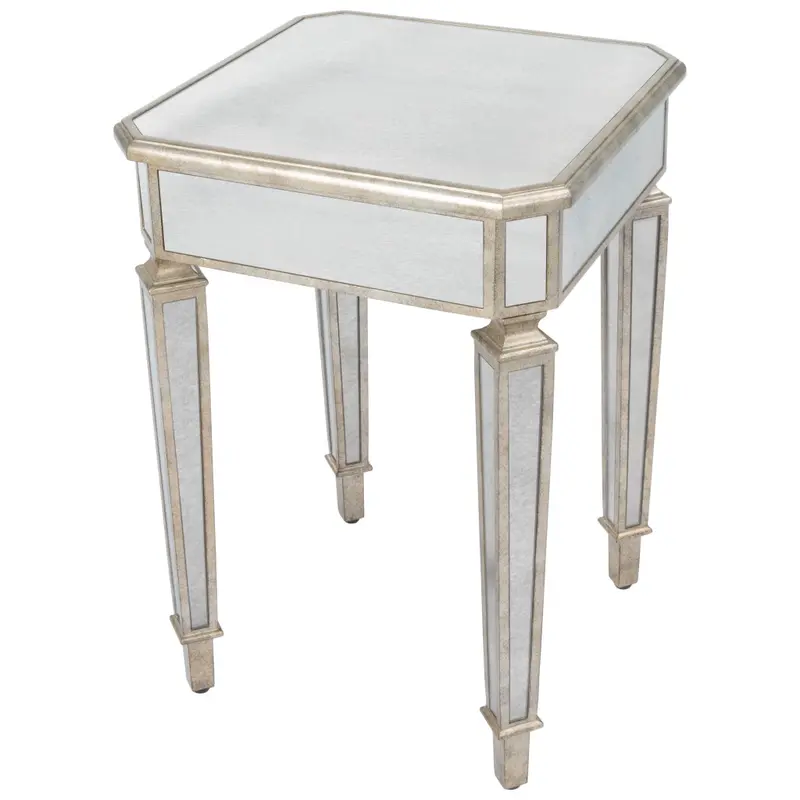 Silver Distressed Glass Square End Table By Homeroots