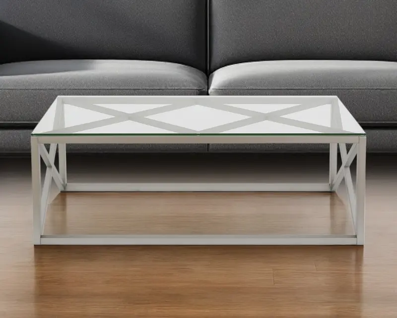 Silver Glass And Steel Coffee Table By Homeroots