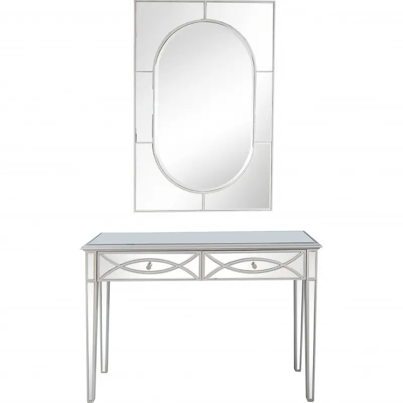 Silver Glass Mirror and Console Table By Homeroots